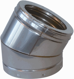 Dubbelwandig rookgasafvoerbuis AT Bocht 30° 130mm Metaloterm